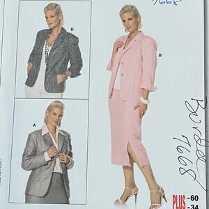 Burda sewing pattern #7668 blazer sports jacket UNCUT plus size US 18-34